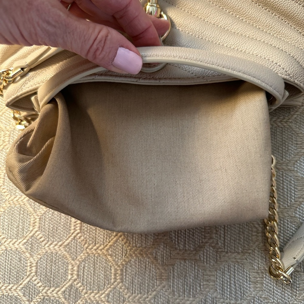 Rebecca Minkoff. Edie Chevron Quilted Satchel. 10.5 W x 6.25 H x 3.5 D - Picture 6 of 10